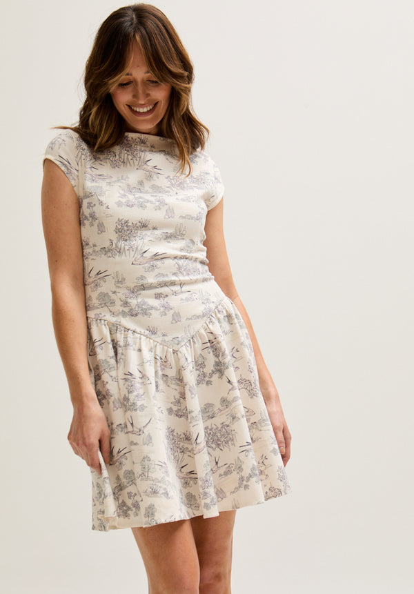 Lily And Lionel Heidy Corset Inspired Josephine Print Mini Dress In Cream