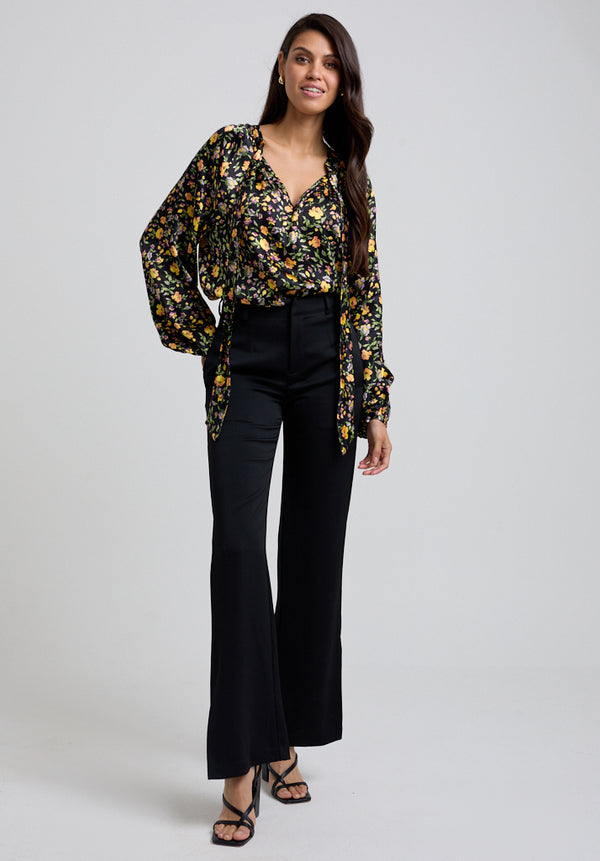 Lily And Lionel Helena Bow Detail Floral Print Blouse In Multi