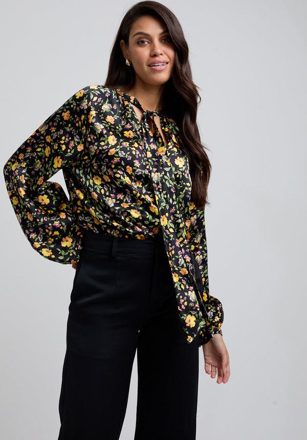 lily and lionel Helena Bow Detail Floral Print Blouse In Multi