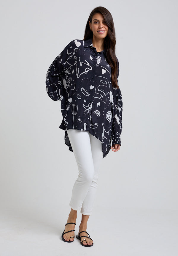 Lily And Lionel Isabella Spellbound Print Shirt In Black
