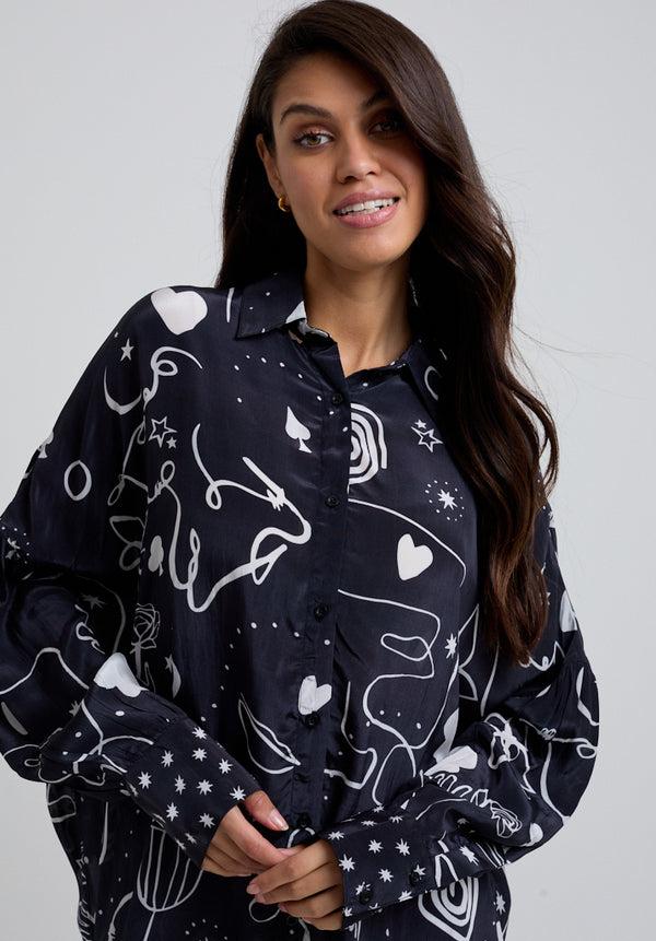 lily and lionel Isabella Spellbound Print Shirt In Black