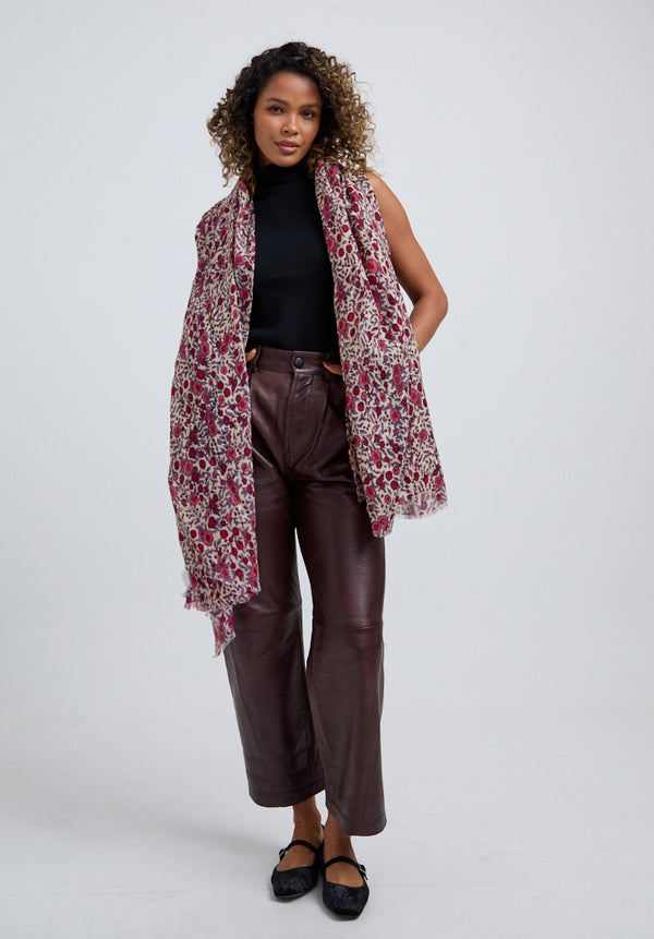 Lily And Lionel Karen Oversized Aster Floral Scarf In Pink