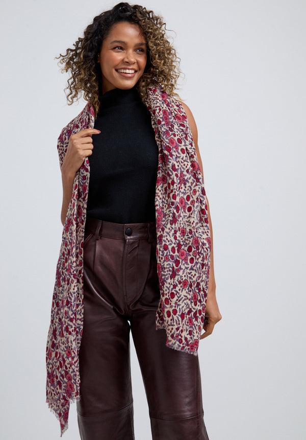 lily and lionel Karen Oversized Aster Floral Scarf In Pink