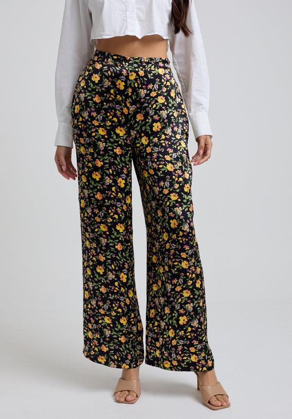 Lily And Lionel Leon Wide Leg Floral Print Trouser In Multi