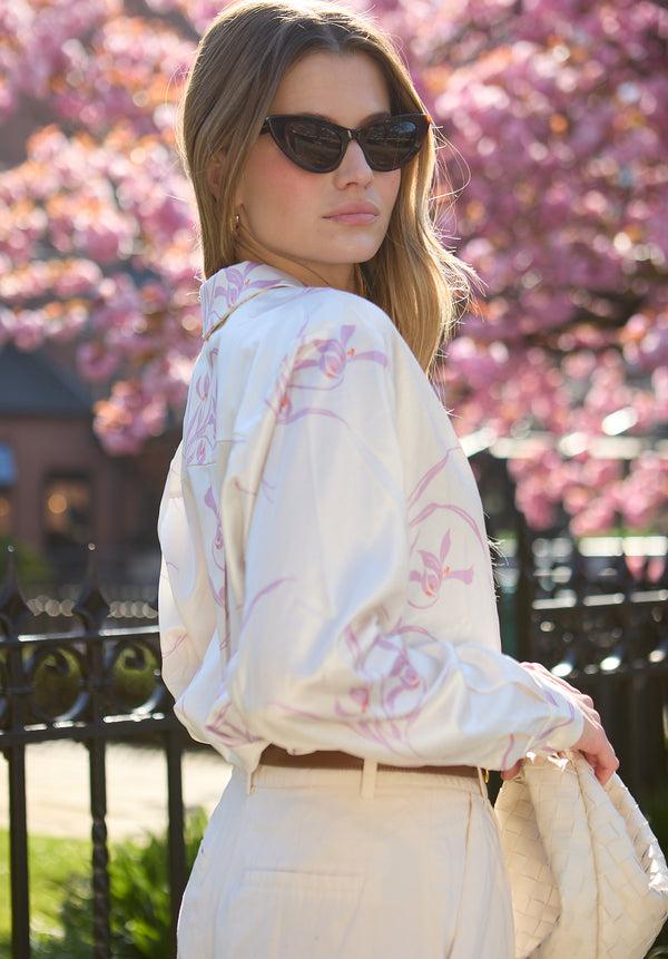 Lily And Lionel Lillibet Large Floral Print Shirt In Cream