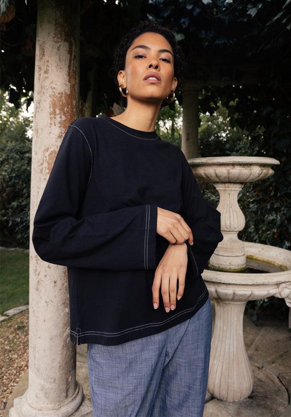 lily and lionel Bell Full Sleeves Top In Black