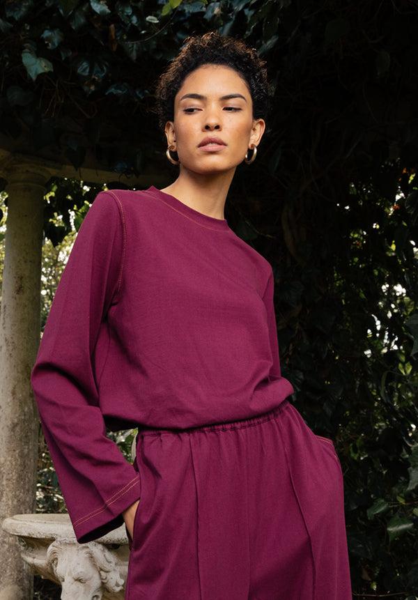 lily and lionel Bell Full Sleeves Top In Burgundy