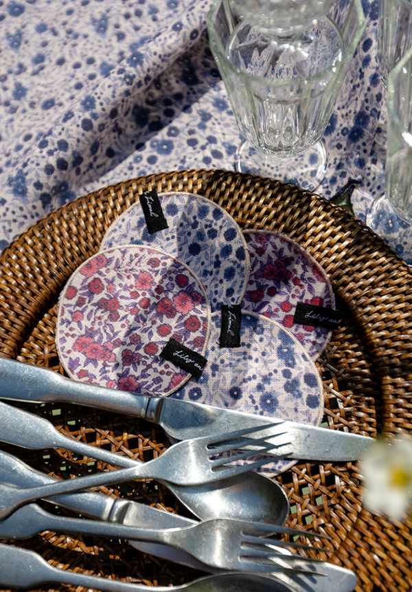 lily and lionel Cara Aster Print Coaster In Multi