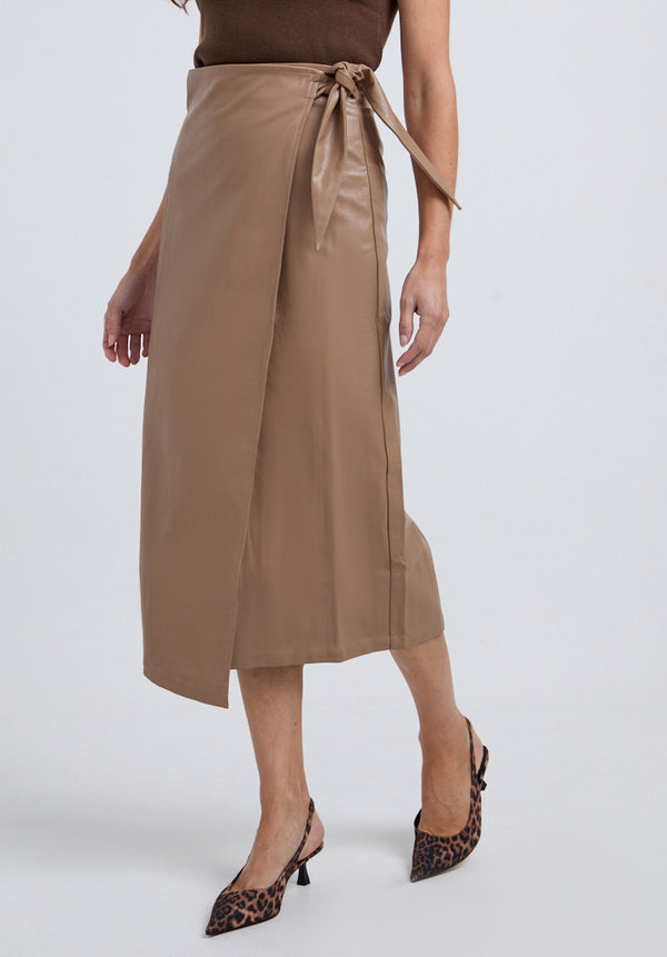 Lily And Lionel Emily Wrap Midi Skirt In Cream