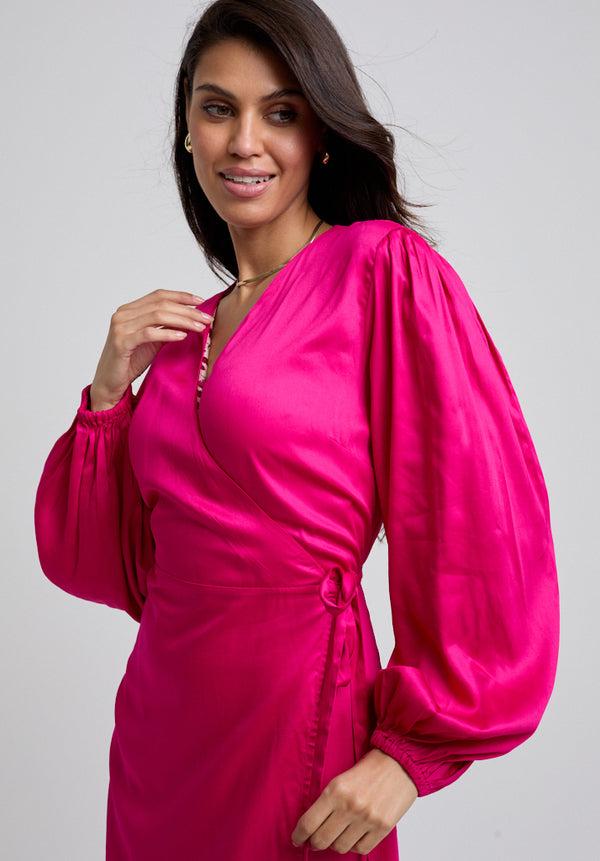 Lily And Lionel Fifi Wrap Midi Dress In Pink