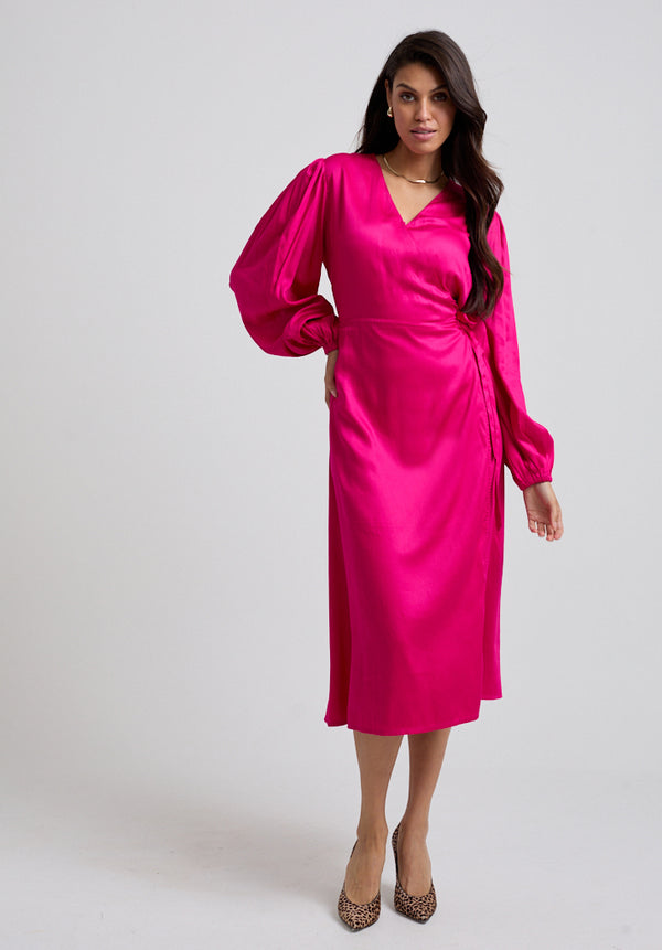 Lily And Lionel Fifi Wrap Midi Dress In Pink
