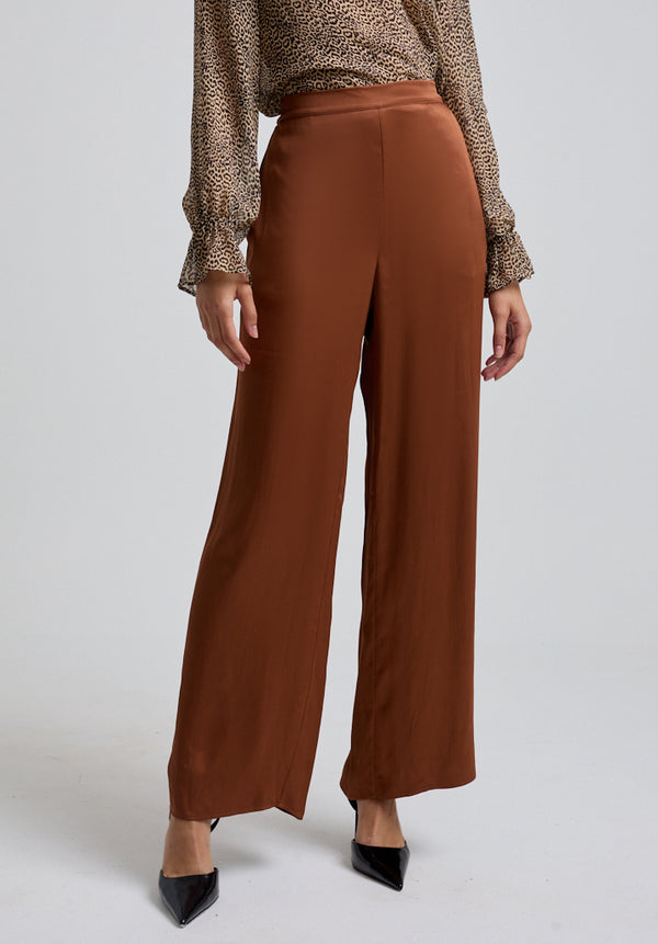 Lily And Lionel Leon Wide Leg Trouser In Brown