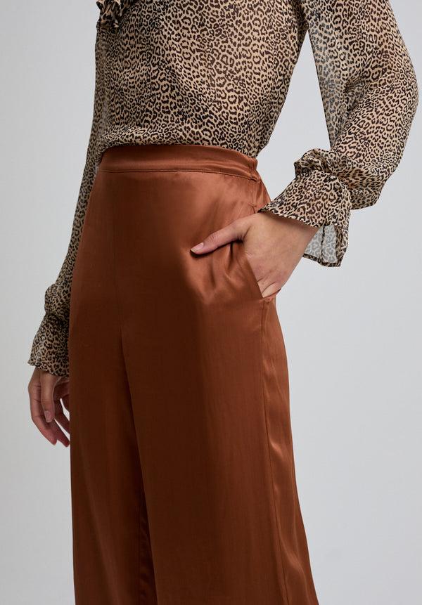 Lily And Lionel Leon Wide Leg Trouser In Brown