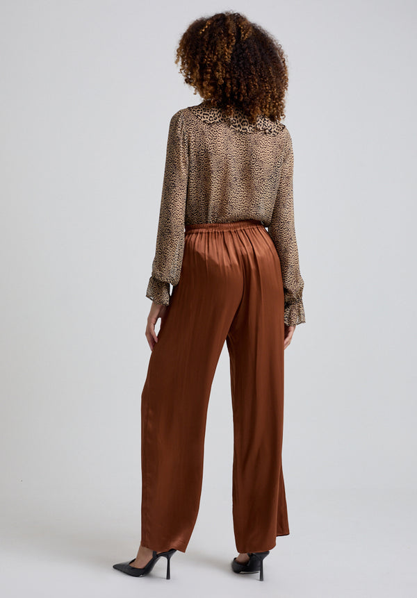 Lily And Lionel Leon Wide Leg Trouser In Brown