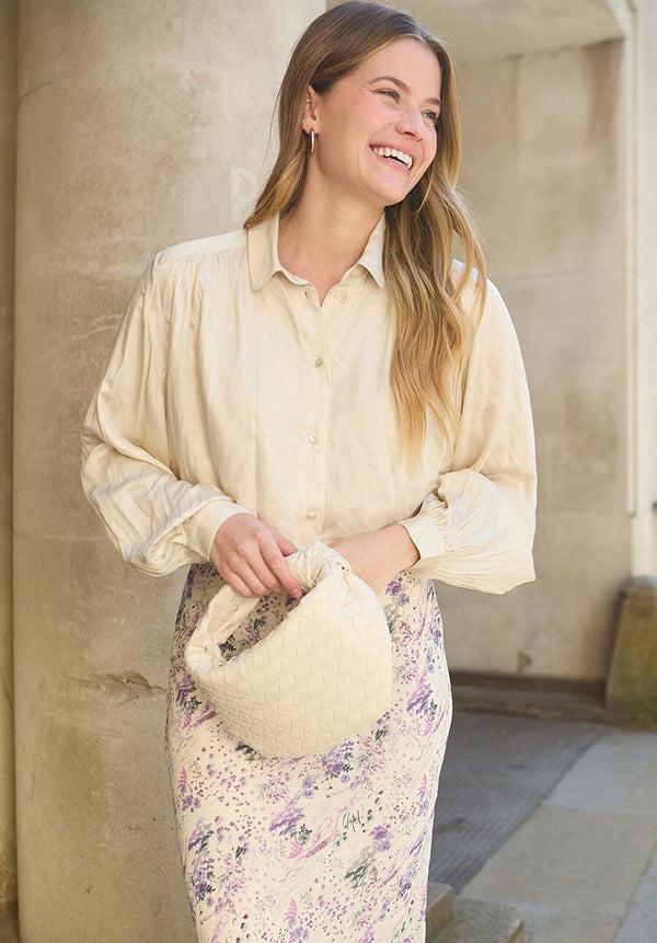 lily and lionel Marrianne Peter Pan Collar Shirt In Cream