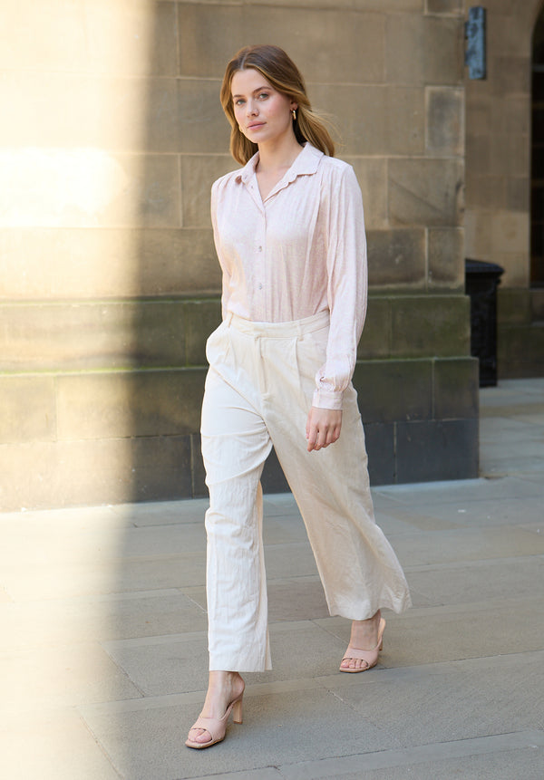 Lily And Lionel Marrianne Peter Pan Collar Tonal Foulard Floral Print Shirt In Pink