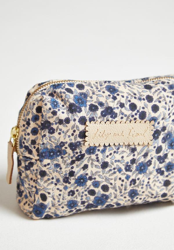 Lily And Lionel Maya Aster Print Cosmetic Bag In Blue