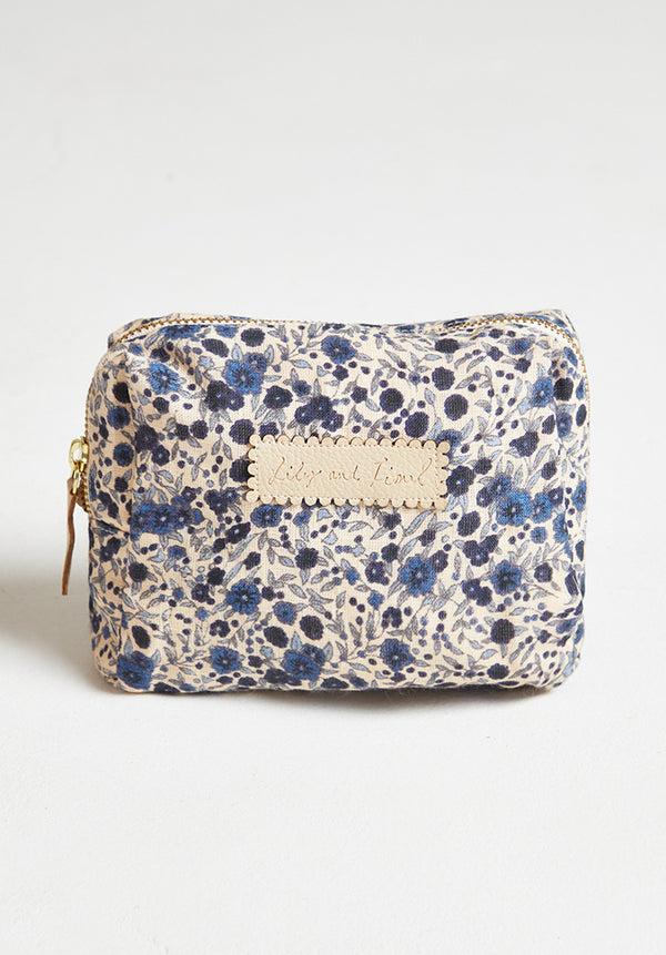 Lily And Lionel Maya Aster Print Cosmetic Bag In Blue