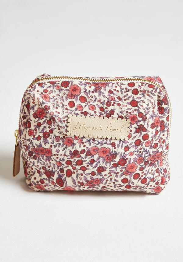lily and lionel Maya Aster Print Cosmetic Bag In Pink