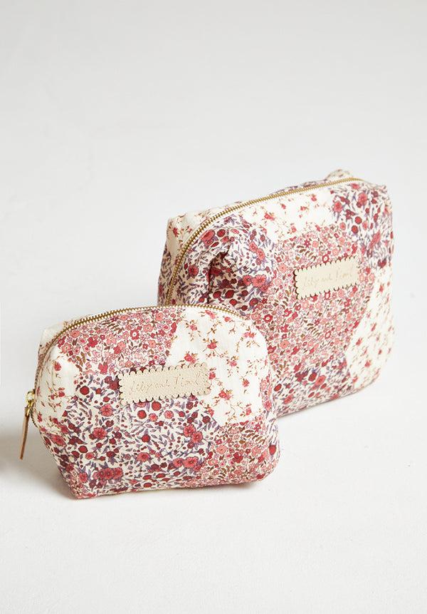 Lily And Lionel Maya Aster Print Patchwork Cosmetic Bag In Pink