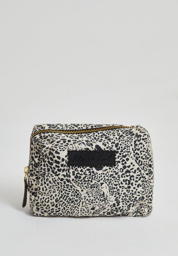 lily and lionel Maya Hidden Leopard Print Cosmetic Bag In Cream