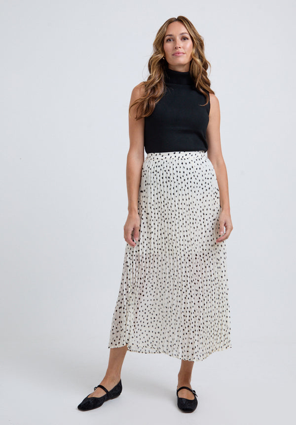 Lily And Lionel Nia Polka Dot Printed Midi Skirt In White