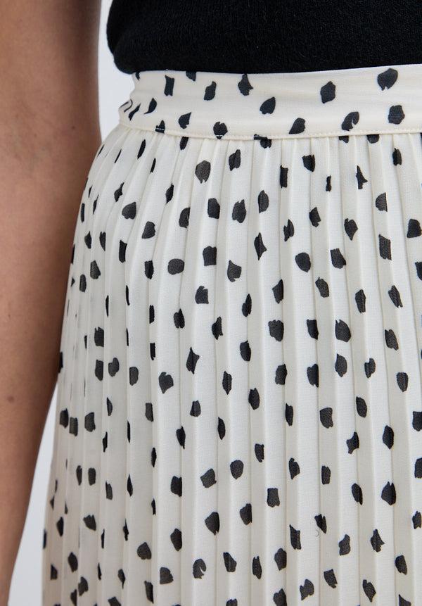 Lily And Lionel Nia Polka Dot Printed Midi Skirt In White