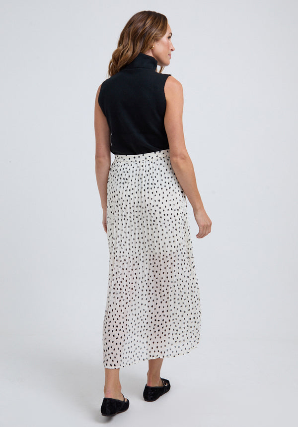 Lily And Lionel Nia Polka Dot Printed Midi Skirt In White