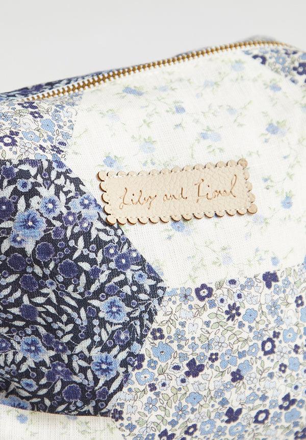 Lily And Lionel Nola Aster Patchwork Print Wash Bag In Blue