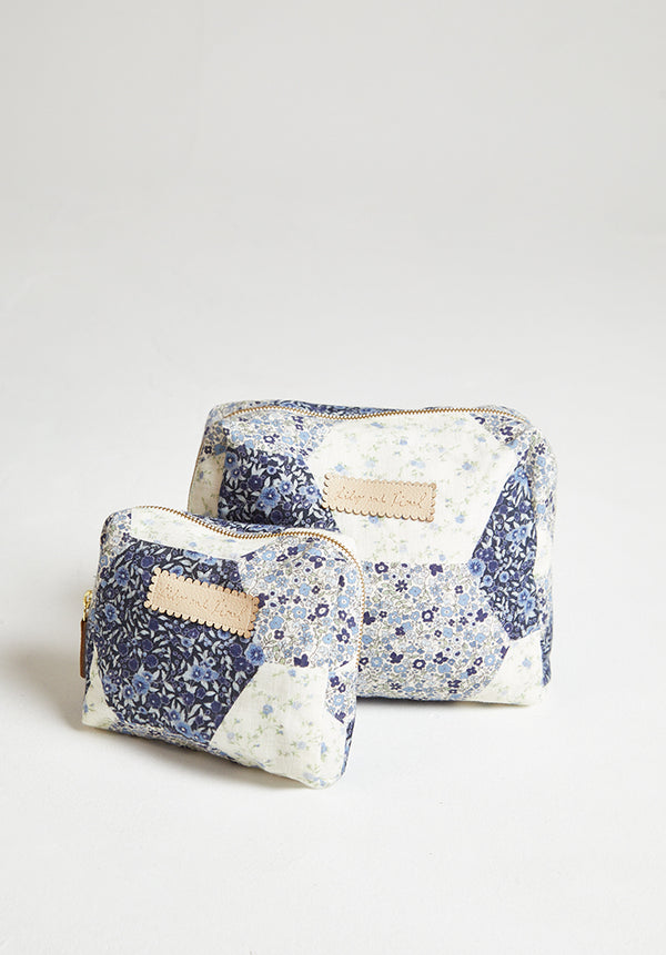 Lily And Lionel Nola Aster Patchwork Print Wash Bag In Blue