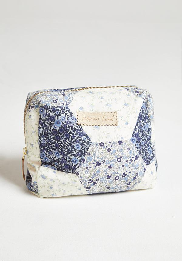 lily and lionel Nola Aster Patchwork Print Wash Bag In Blue