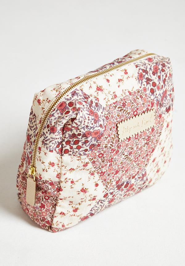 Lily And Lionel Nola Aster Patchwork Print Wash Bag In Pink