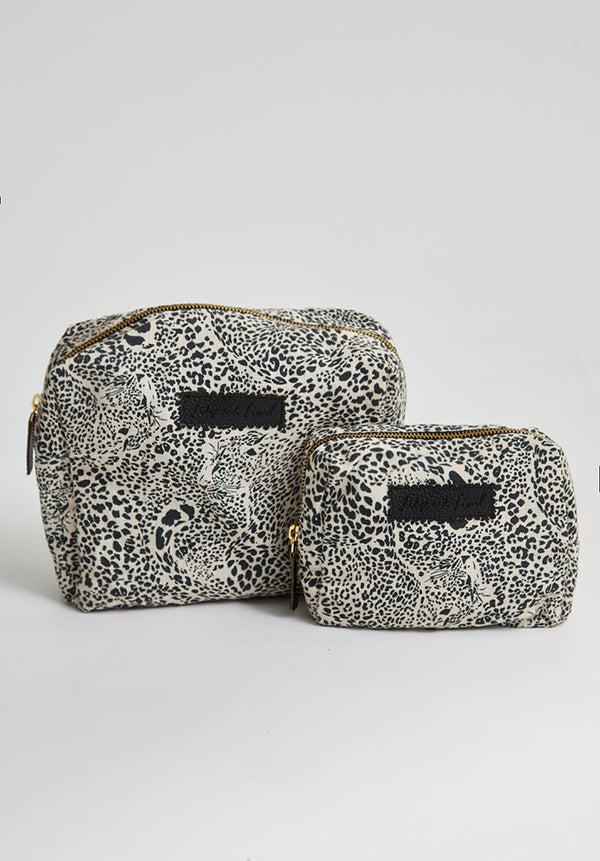 Lily And Lionel Nola Hidden Leopard Print Wash Bag In Cream