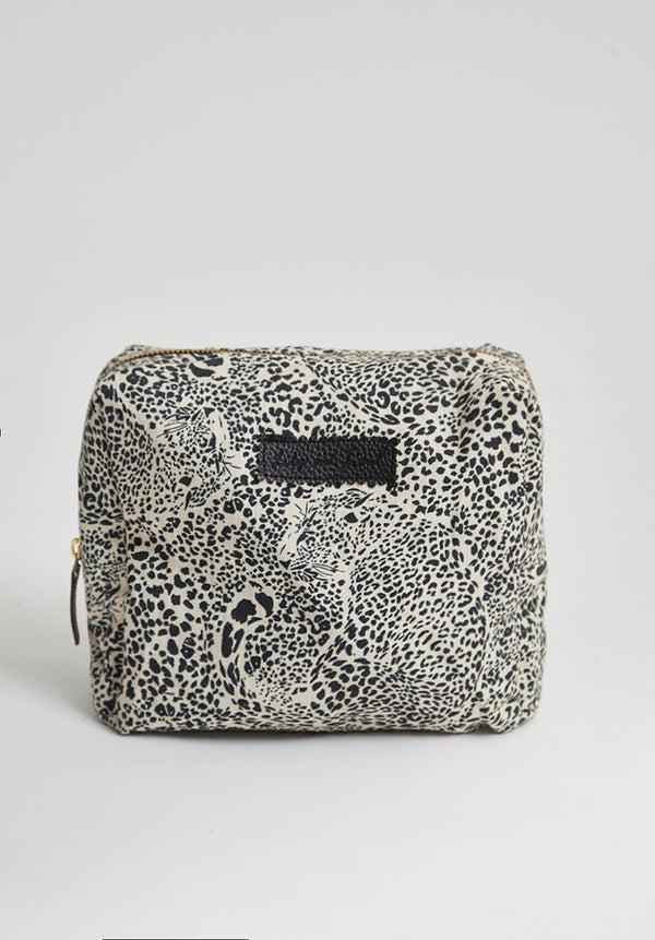 Lily And Lionel Nola Hidden Leopard Print Wash Bag In Cream