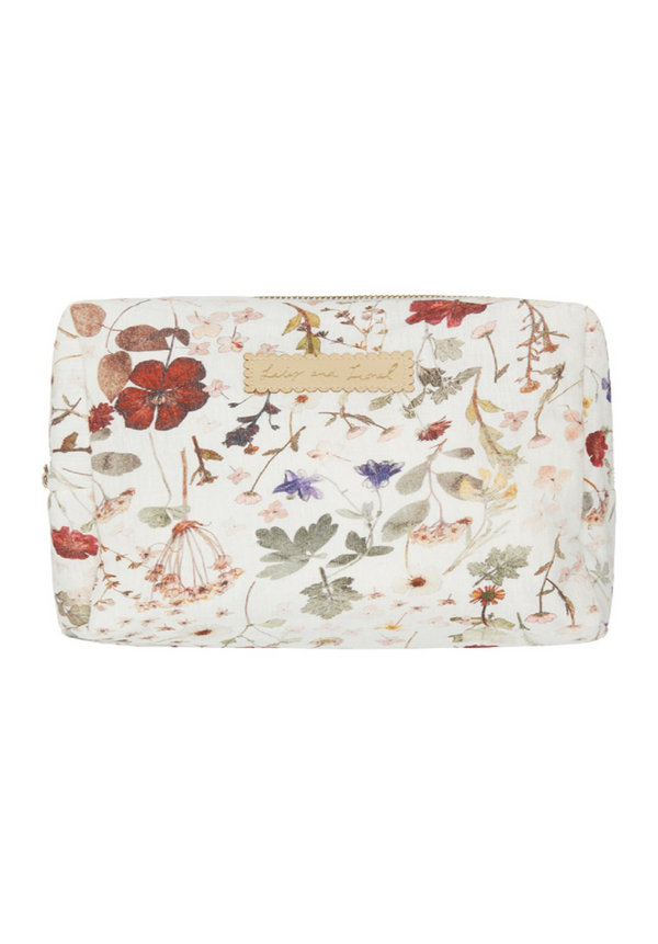 lily and lionel Nola Pressed Floral Print Wash Bag In Cream