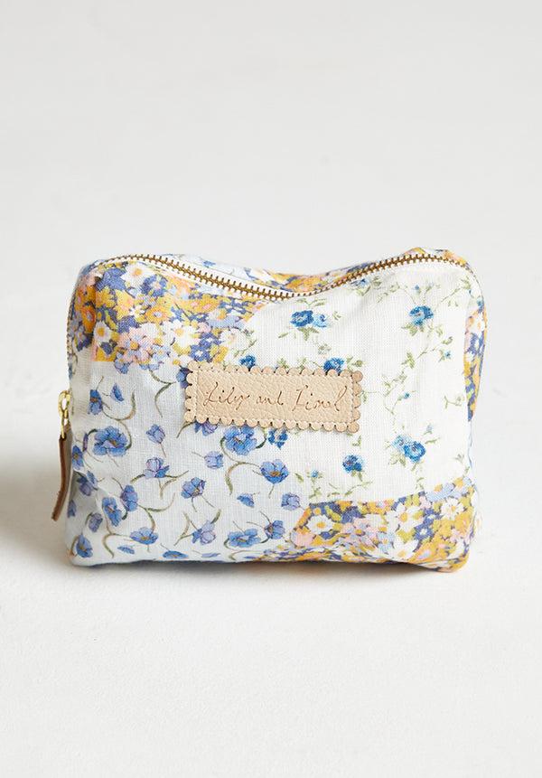 Lily And Lionel Nola Summer Patchwork Print Wash Bag In Blue