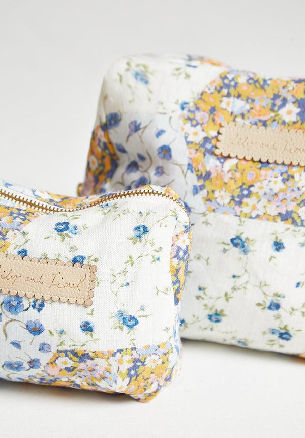 Lily And Lionel Nola Summer Patchwork Print Wash Bag In Blue