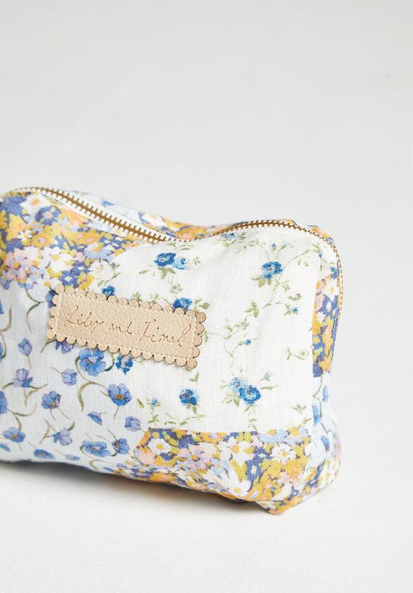 Lily And Lionel Nola Summer Patchwork Print Wash Bag In Blue