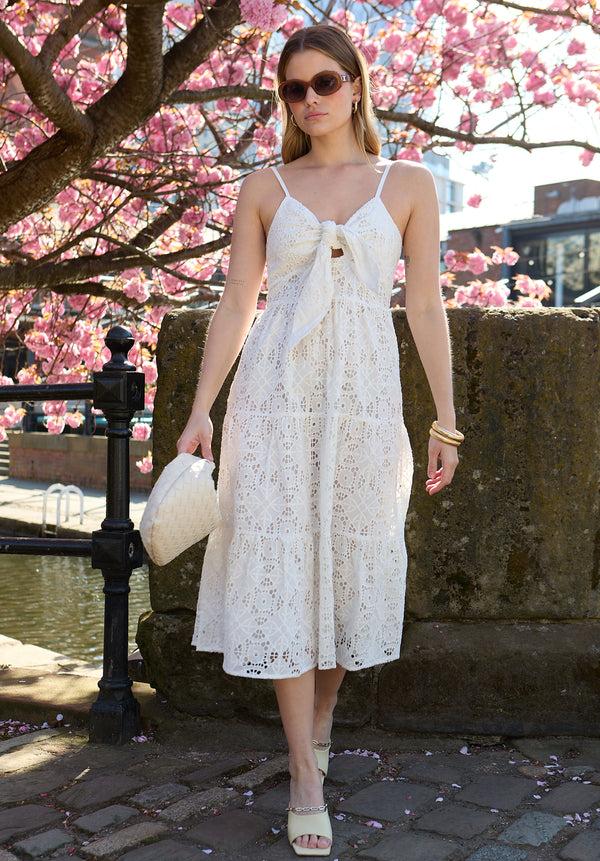 Lily And Lionel Onita Tiered Broderie Anglaise Midi Dress In White