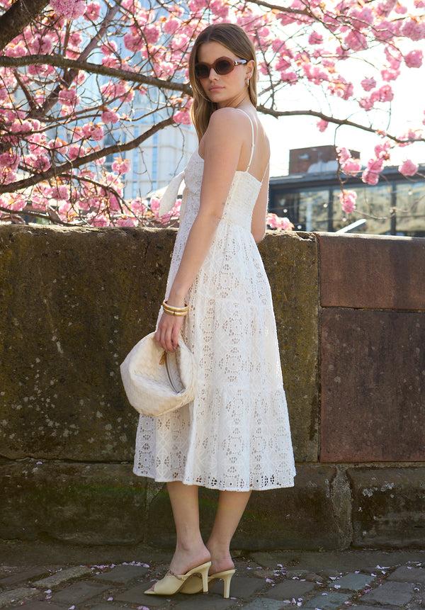 Lily And Lionel Onita Tiered Broderie Anglaise Midi Dress In White