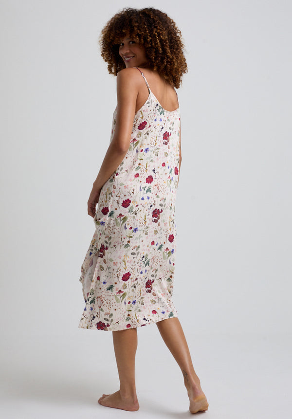 lily and lionel Rosie V-Neck Pressed Floral Print Nightie In Cream