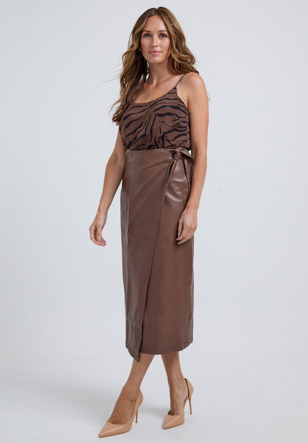 Lily And Lionel Roxy Spaghetti Strap Tiger Cami In Brown