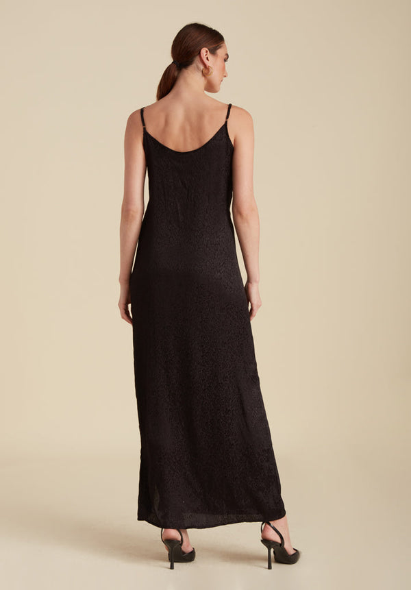 Lily And Lionel Ruby Spaghetti Strap Animal Maxi Dress In Black