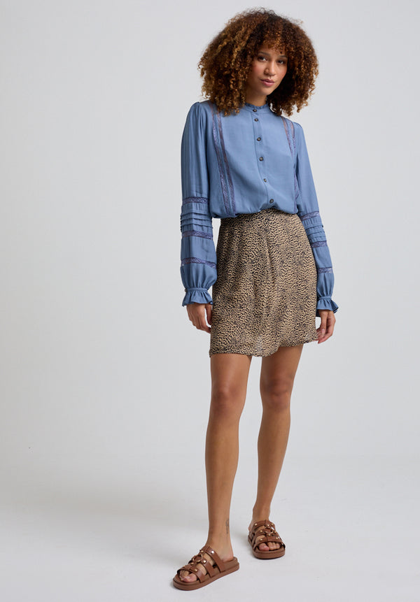 Lily And Lionel Sadie Flare Leopard Print Mini Skirt In Brown