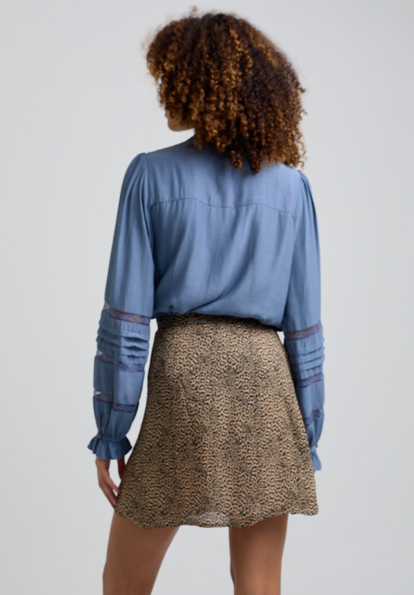 Lily And Lionel Sadie Flare Leopard Print Mini Skirt In Brown