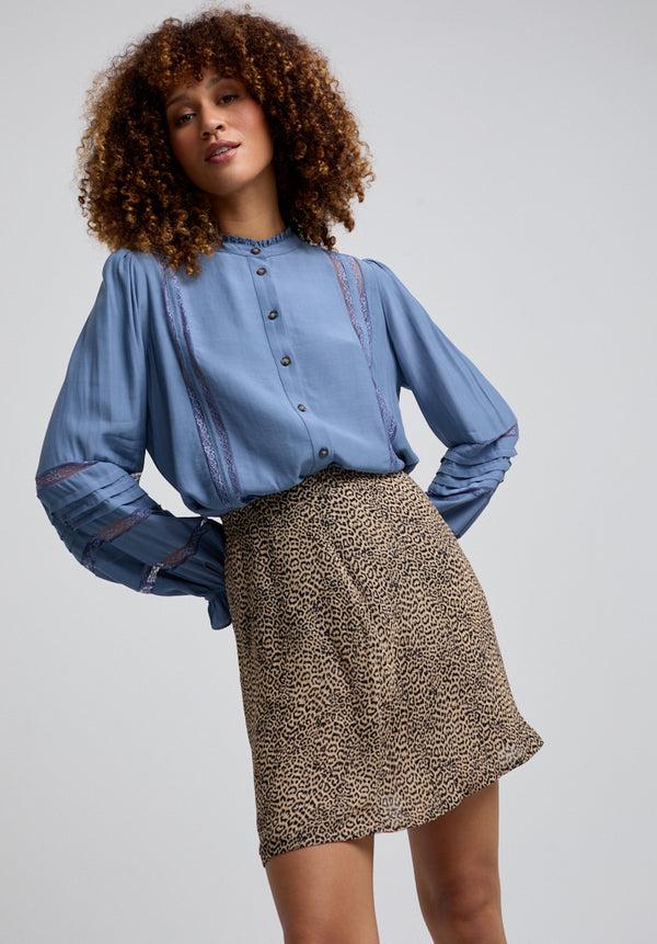 lily and lionel Sadie Flare Leopard Print Mini Skirt In Brown