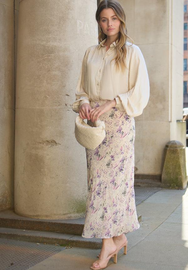 Lily And Lionel Saint Lace Insert Wonderland Print Midi Skirt In Multi