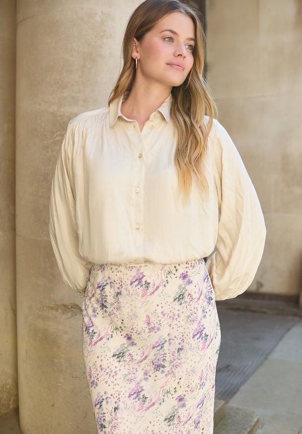 Lily And Lionel Saint Lace Insert Wonderland Print Midi Skirt In Multi