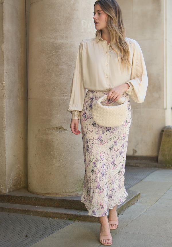 lily and lionel Saint Lace Insert Wonderland Print Midi Skirt In Multi