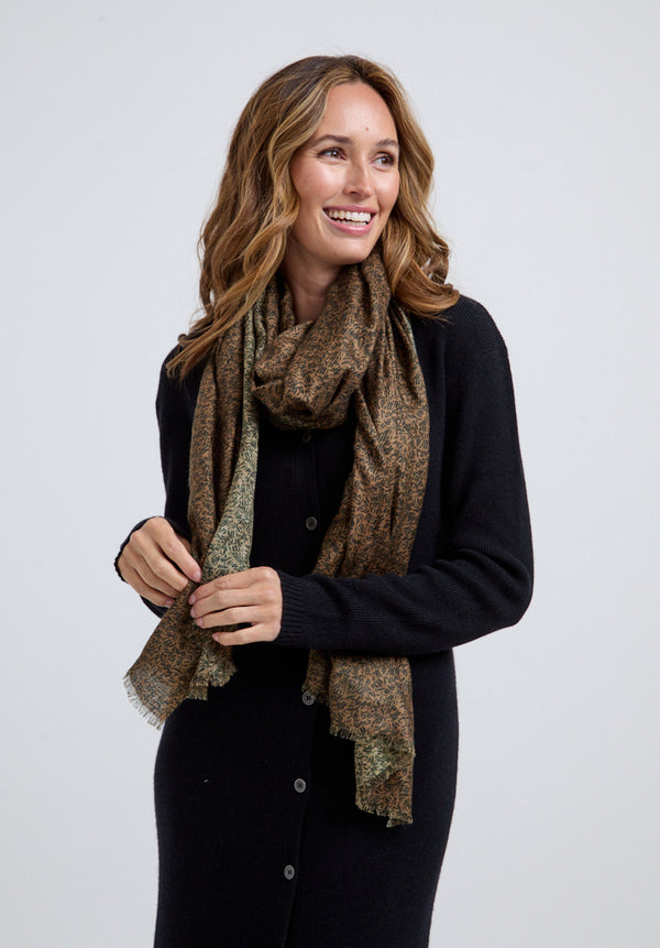 lily and lionel Sasha Oversized Floral Printed Scarf In Brown